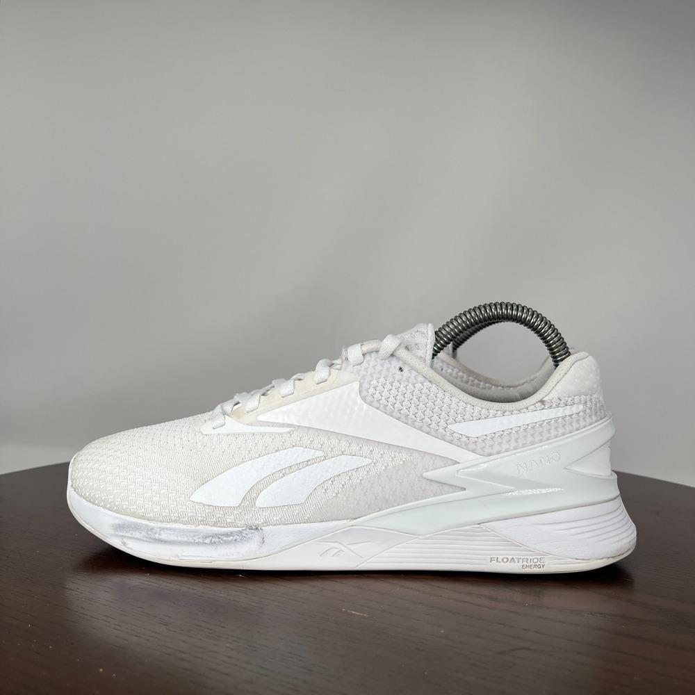 Reebok Nano X3 Men's Sneakers 7.5 Triple White Athletic Training Shoes 100033777